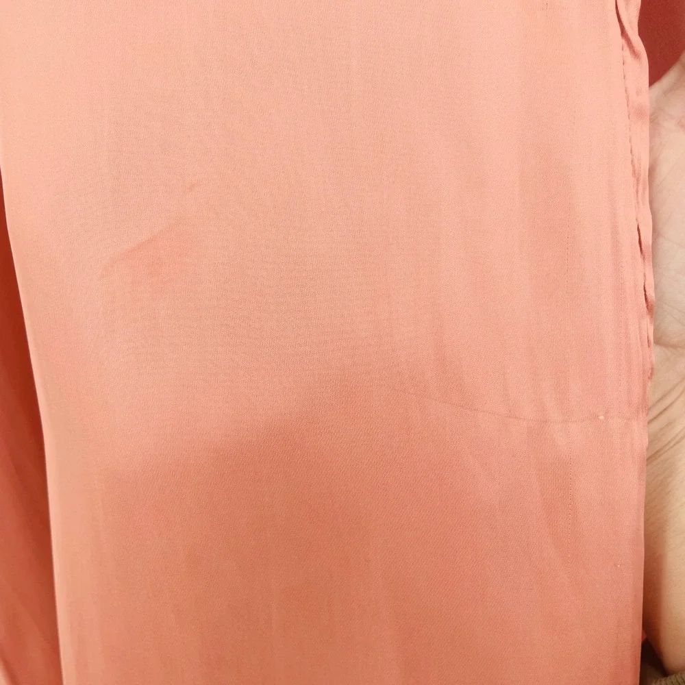 Blush Satin Midi Dress in Rose Blush with Balloon Sleeves - Picture 11 of 16